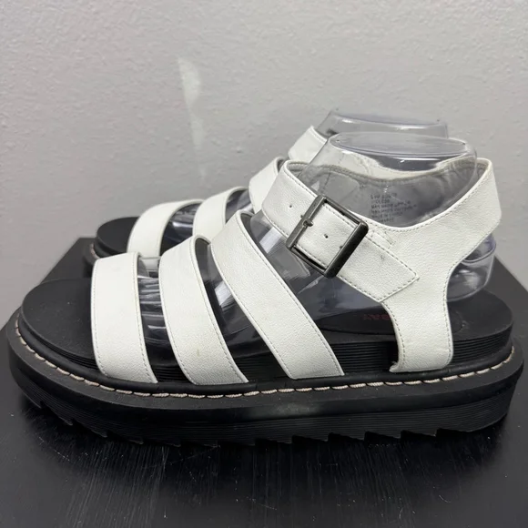 Unionbay Dulce Sandal Women 9.5 White Black Strappy Faux Leather Platform Casual - Picture 5 of 12